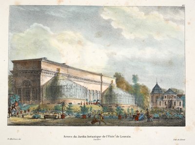 Skleníky botanické zahrady Univerzity v Lovani, kolem roku 1895 (fotochrom) od Belgian School