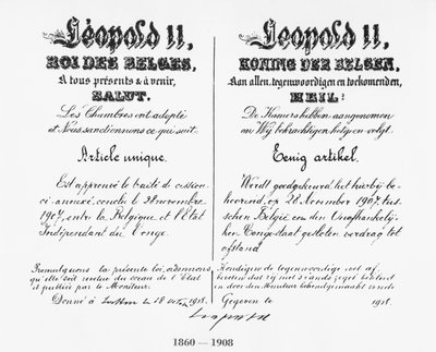 Podpis krále Leopolda II. (1835-1909) schvalující připojení Konga k Belgii, 1908 od Belgian School
