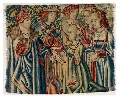 Fragment tapiserie zobrazující svatbu Ludvíka XII. s Jeanne, dcerou Ludvíka XI., z Bruselu od Belgian School