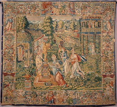 Dary Pomone (Pomona) nymfa ovoce Tapiserie bruselských výrobců. Genes 16. století, Musei di Strada Nuova od Belgian School