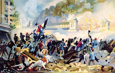 Valonští dobrovolníci útočící 23. října 1830 během holandské invaze do Belgie, aby se pokusili znovu získat kontrolu od Belgian School