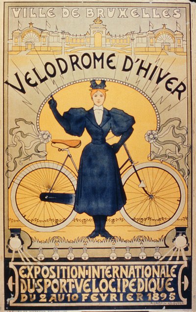 Zimní cyklistická závodní dráha, Mezinárodní výstava velocipedických sportů Brusel, 2.–10. února 1895 od Belgian School