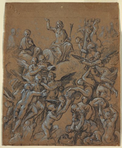 Kresba, Kristus ve slávě s anděly, asi 1630 od Belisario Corenzio