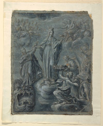Kresba, Recto: Korunovace Panny Marie, asi 1630 od Belisario Corenzio