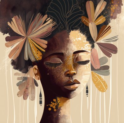 Zlatá květinová afro krása od Bella Eve