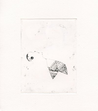 Meandering Thoughts 2, 2017, (suchá jehla na plátně) od Bella Larsson