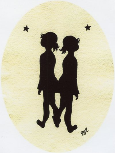 Twin Stars, 2009, inkoust na papíře od Bella Larsson