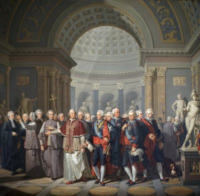 Gustav III Švédska (1746-1792) s papežem Piem VI (Gianangel, hrabě Braschi od Benigne Gagneraux