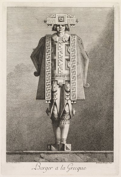 Řecká maškaráda: Pastýř a la Grecque Plate 5, 1771. od Benigno Bossi