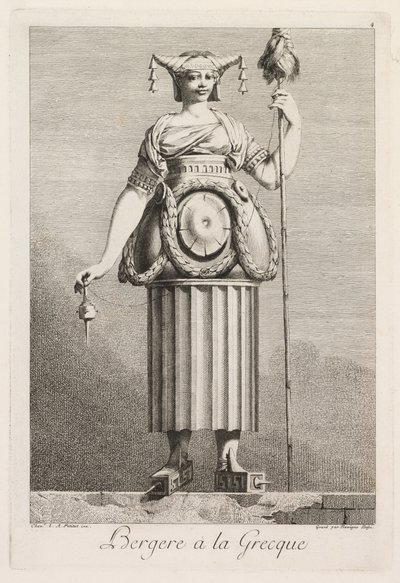 Maškaráda à la Grecque: Pastýřka à la Grecque Plate 4, 1771. od Benigno Bossi