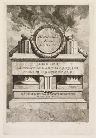 Řecká maškaráda: Věnovací stránka, 1771. od Benigno Bossi