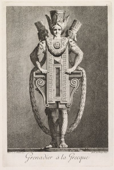 Maškaráda à la Grecque: Grenadier à la Grecque Plate 3, 1771. od Benigno Bossi