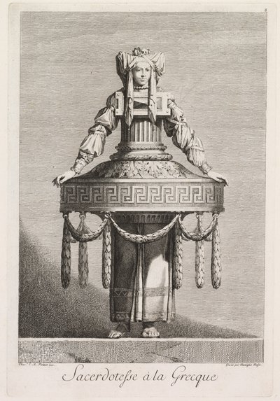 Řecká maškaráda: Deska řecké kněžky 8, 1771. od Benigno Bossi