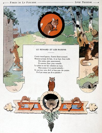 Liška a hrozny, ilustrace z 