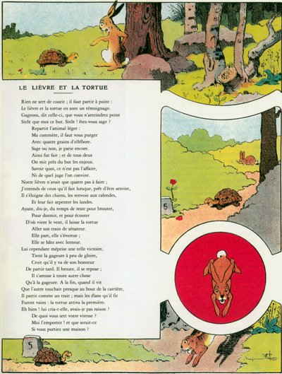Zajíc a želva, ilustrace z 