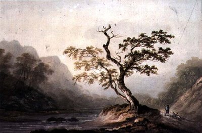 Krajina s řekou a horami od Benjamin Barker