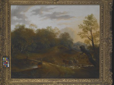 Pony Cart Crossing A Woodland Brook (olej na plátně) od Benjamin Barker