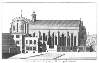 South East Prospect of Temple Church, c1737 od Benjamin Cole
