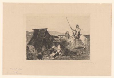 Krajina se stanem a jezdcem Lepty různých grafiků z roku 1877 (název série) L