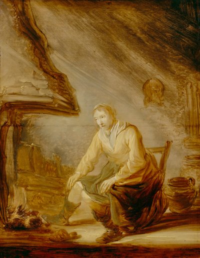 Žena před ohněm od Benjamin Gerritsz Cuyp
