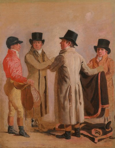 Žokej Frank Buckle, majitel a chovatel John Wastell, jeho trenér Robert Robson a chlapec ze stáje od Benjamin Marshall