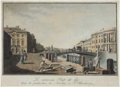 Pohled na Zelený most v Petrohradě - Benjamin Paterssen (1748-1815). Lept, akvarel, po 1808. Státní muzeum historie Petrohradu od Benjamin Patersson