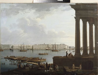 Pohled na Zimní palác a burzu v Petrohradu. Obraz Benjamina Patersena (1748-1815), olej na plátně od Benjamin Patersson