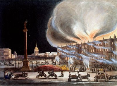 Požár v Zimním paláci v prosinci 1837, 1838. od Benjamin Richard Green