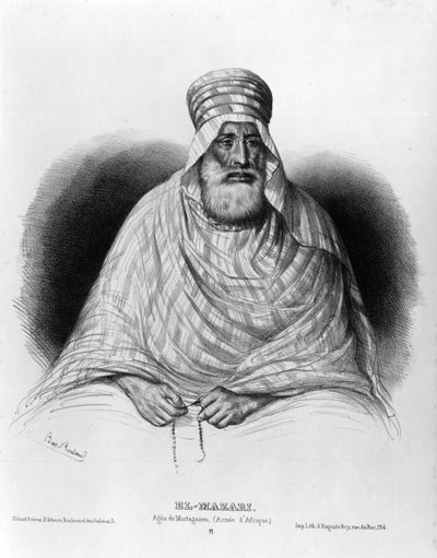 Portrét El Mazari, Agua de Mostaganem (= Mostaganem) (Africká Armee) (kresba) od Benjamin Roubaud