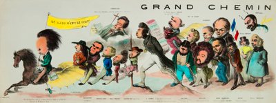 Skvělá jízda posterita. (Monte na romantickém Pegase, Victor Hugo (1802-1885), král Hugolatres, zbraň své dobré toledské čepele a nesoucí prapor Notre-Dame de Paris, vzal Theophile Gautier (1811-1872), Bernard Adolphe Granier od Benjamin Roubaud