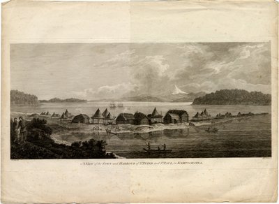 Pohled na město a přístav Petropavlovsk-Kamčatskij z cesty do Tichého oceánu, 1785 od Benjamin Thomas Pouncey