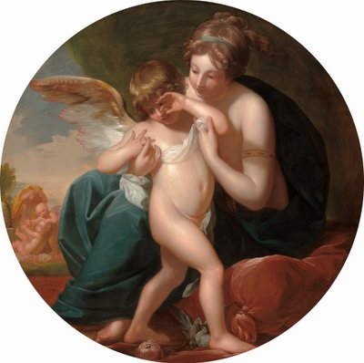 Cupid, bodnutý včelou, je milován svou matkou, 1774. od Benjamin West