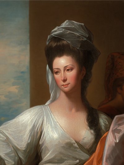 Izákův sluha zavazuje Rebece na ruku náramek. od Benjamin West