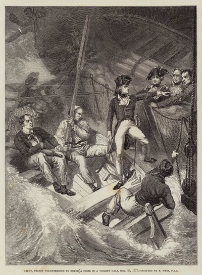 Poručík Nelson dobrovolně na palubě lodi za prudké vichřice, 20. listopadu 1777 od Benjamin West