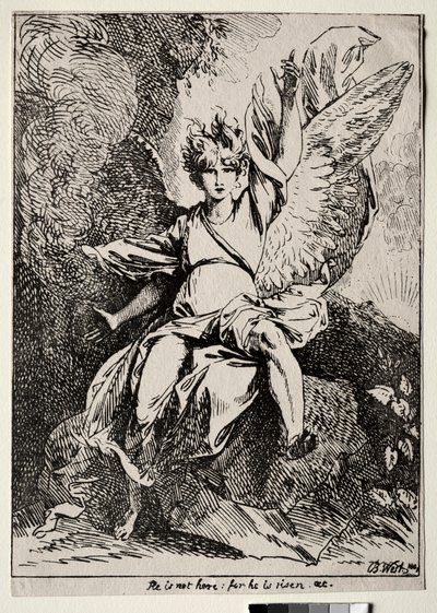Vzorky polyautografie: Anděl u hrobu Krista, 1801. od Benjamin West