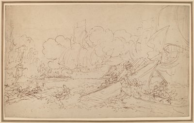 Studie k bitvě u La Hogue [recto] od Benjamin West