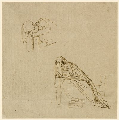 Dvě skici plačící ženy od Benjamin West