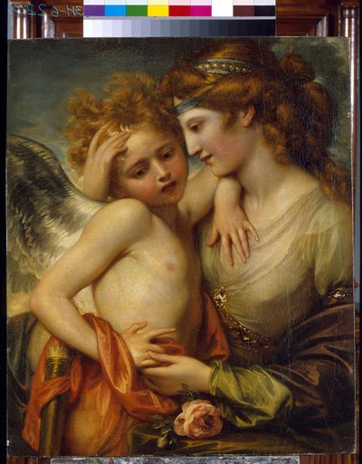 Venuše utěšující Amor bodne včelou. (Venuše utěšující Amor bodnutý včelou). Obraz Benjamina Westa (1738-1820), olej na plátně od Benjamin West