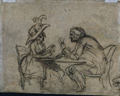Žena a muž hrací karty (verze) od Benjamin West