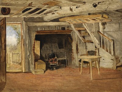 Studie interiéru chaty, c.1869 od Benjamin Williams Leader