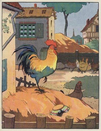 Kohout a slepice na hospodářském dvoře od Benjamin Rabier