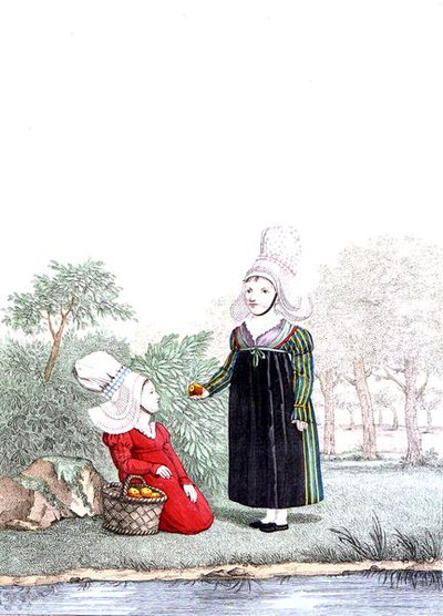 Děti z okresu Rouen v Normandii, počátek 19. století (barevná rytina) od Benoit (after) Pecheux