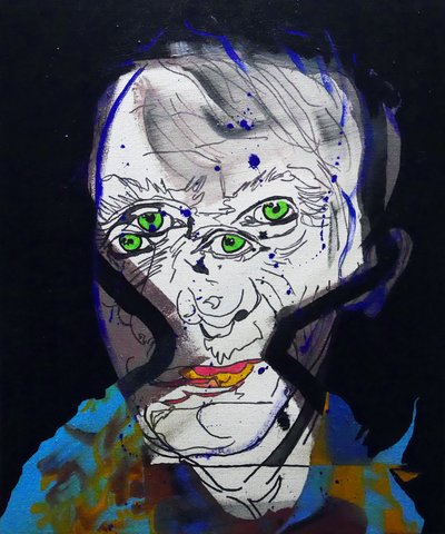 50 významných spisovatelů historie : Michel Houellebecq, 2015 (olej a akryl na plátně) od Benoit Erwann Boucherot