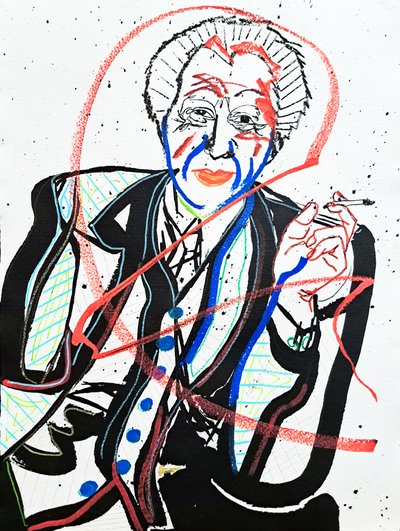 Surportrét : Frank Lloyd Wright, 2022 (akryl na papíře) od Benoit Erwann Boucherot