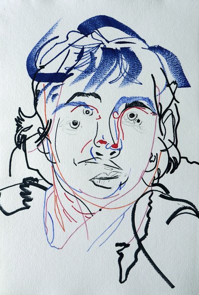 Surportrét : Marguerite Duras 3, 2021 (akryl na papíře) od Benoit Erwann Boucherot