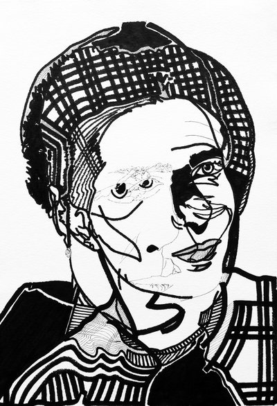 Surportrét: Simone de Beauvoir, 2019 (akryl na papíře) od Benoit Erwann Boucherot