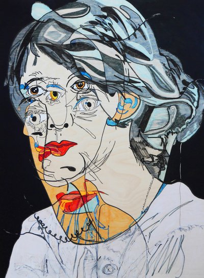 Surportrét : Virginia Woolf, 2021 (olej a akryl na dřevěné desce) od Benoit Erwann Boucherot