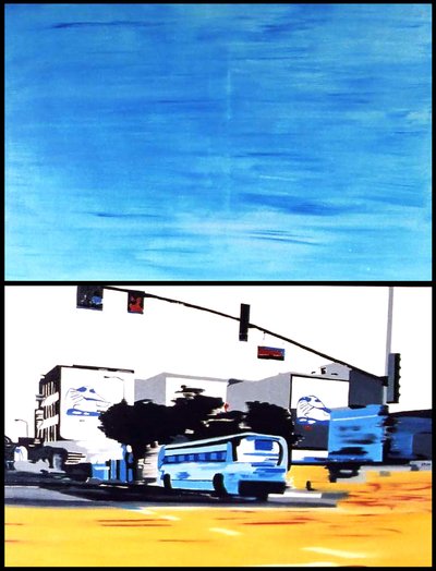 Modrý autobus nás volá, 2003 (olej na 2 plátnech) od Benoit Erwann Boucherot