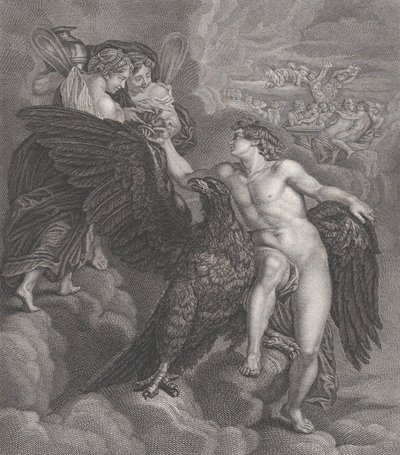 Ganymedes, opírající se o orla, přijímající pohár od Hebe, 1786 od Benoit Louis Henriquez