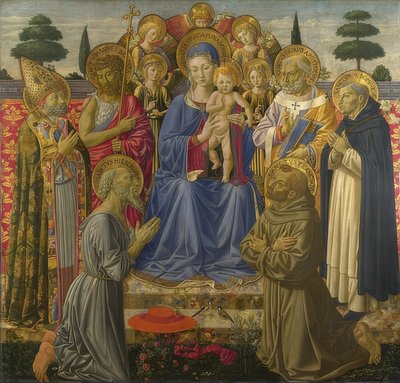 Madona s dítětem obklopená anděly a svatými. 1461-62 od Benozzo Gozzoli